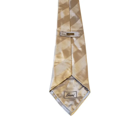 Brioni Neck Tie Mens Luxury Designer Gray Solid Textured‎ Stripe Italian Silk - Picture 4 of 12